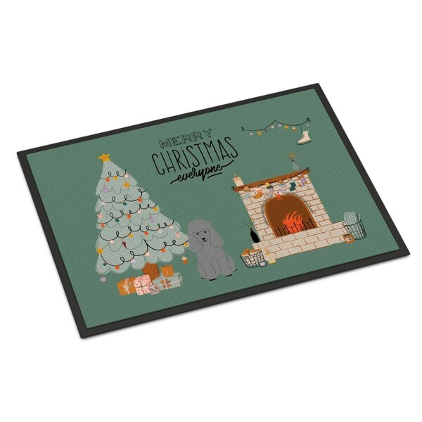 Carolines Treasures 18 x 27 in. Silver Poodle Christmas Everyone Indoor or Outdoor Mat CK7631MAT - main